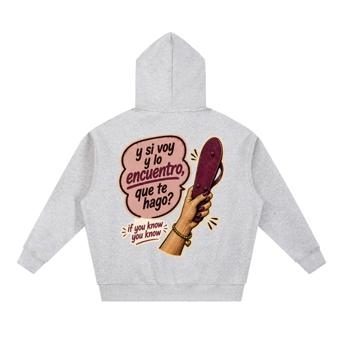 “Y Si Voy Y Lo Encuentro”  Essential Oversized Boxy Fit Fleece Hoodie “Y Si Voy Y Lo Encuentro”